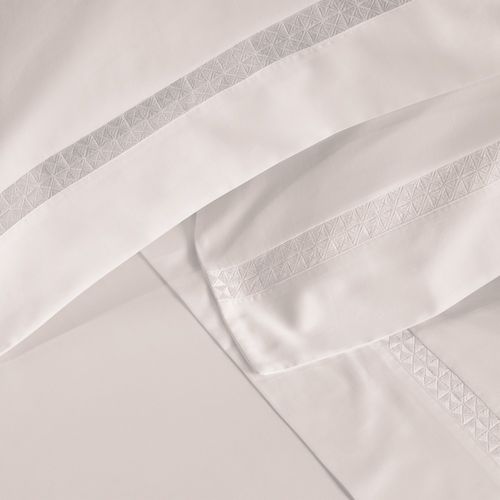 Jogo de Cama Casal Trussardi 300 Fios Cetim 100% Algodão Egípcio Visconti Branco/Branco
