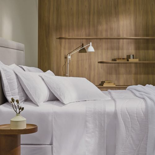 Jogo de Cama King 300 Fios La Lizza Branco/Branco