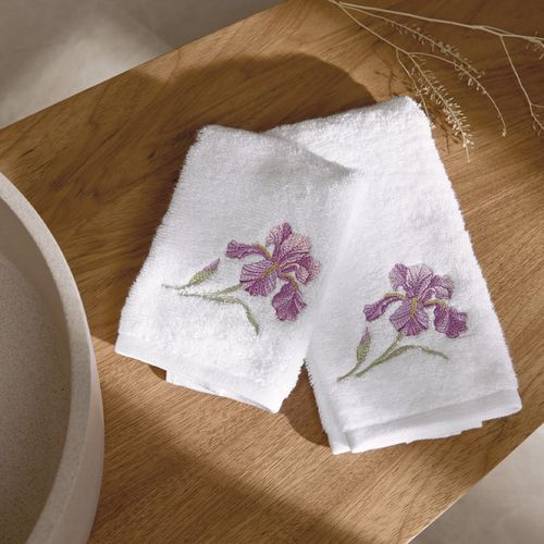 Jogo Lavabo com Bordado 100% Algodão Le Iris Branco