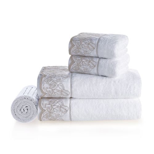 Jogo de Banho Gigante 5 Peças 100% Algodão Cascine Branco