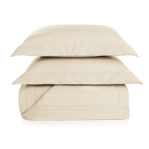 Colcha com Porta Travesseiros King 100% Algodão Monteleone Crema