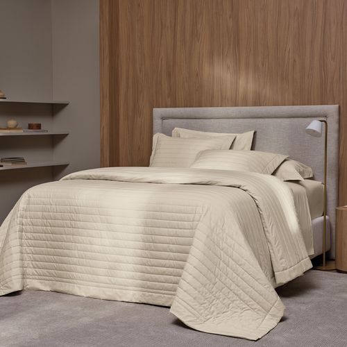 Colcha com Porta Travesseiros King 100% Algodão Monteleone Crema